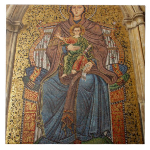 Carreau Europe, Italie, Sicile, Taormine. Madone et enfant