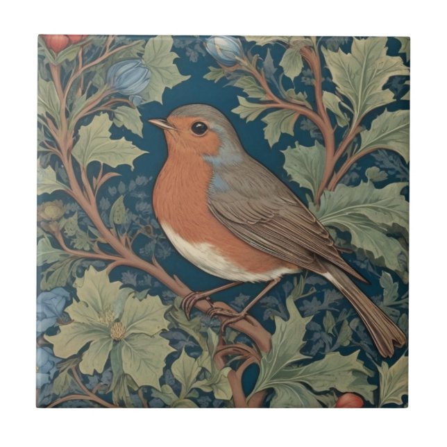 Carreau européen Robin Bird William Morris style gauche (Devant)