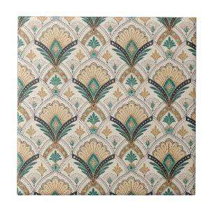 Carreau Éventail Art Déco et motif géométrique sarcelle do