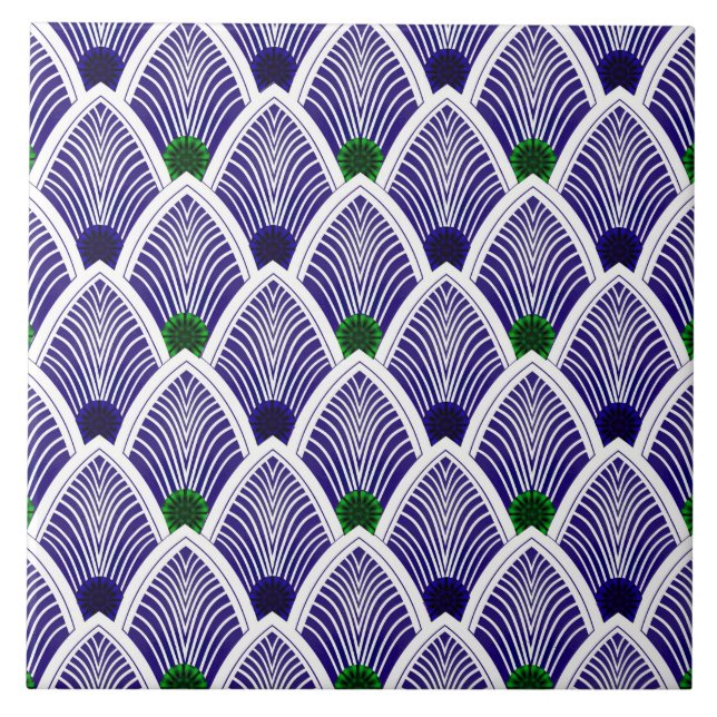 Carreau Éventail Rayonnant Art Déco en Violet Estival Frai (Devant)