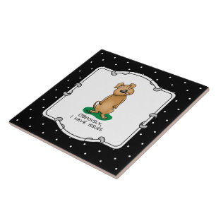 Carreau Évidemment j'ai des problèmes - Chien drôle avec d