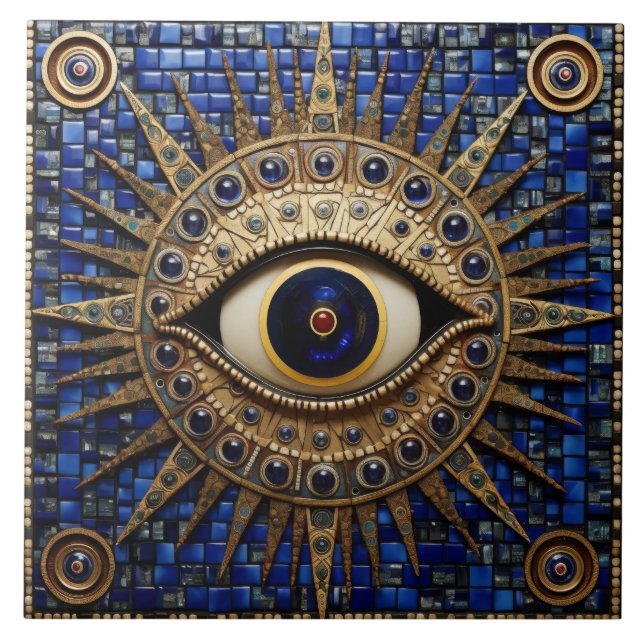 Carreau Evil Oeil Amulet Mosaic Art (Devant)