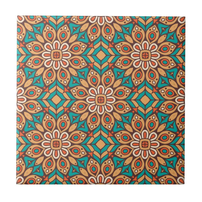 Carreau Explore Vibrant Floral Motifs in Geometric Pattern (Devant)