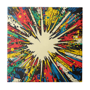 Carreau Explosion cinétique vibrante - Bande dessinée bleu