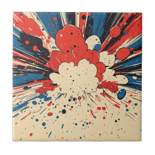 Carreau Explosion d'art pop de style comique (4)