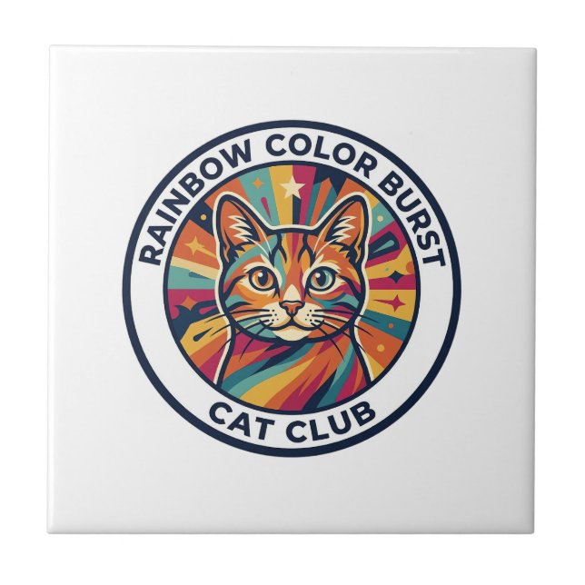 Carreau Explosion de couleurs arc-en-ciel Chat Design de K (Devant)