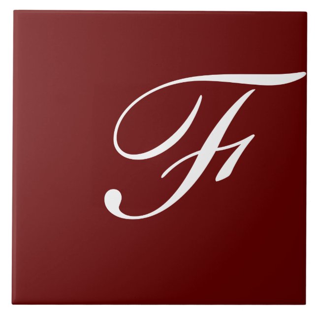 Carreau F Monogramme Blanc initial sur Maroon (Devant)