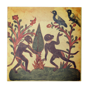 Carreau Fable de la Renaissance indienne sur les oiseaux,