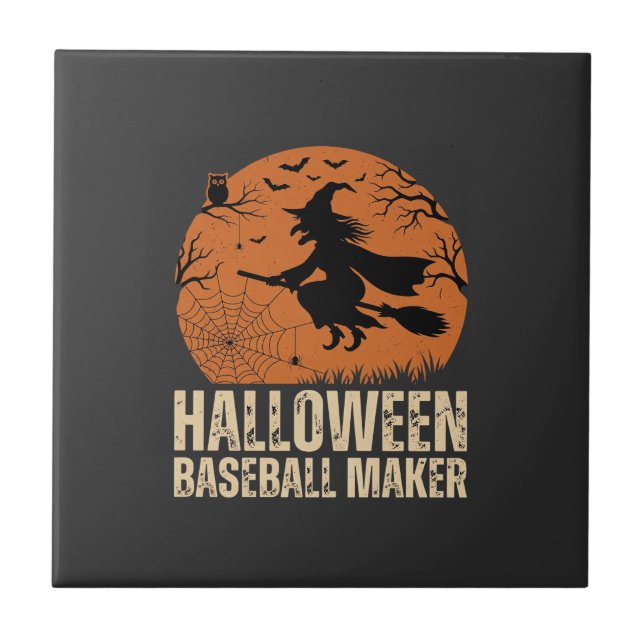 Carreau Fabricant de baseball Halloween Graphique de sorci (Devant)