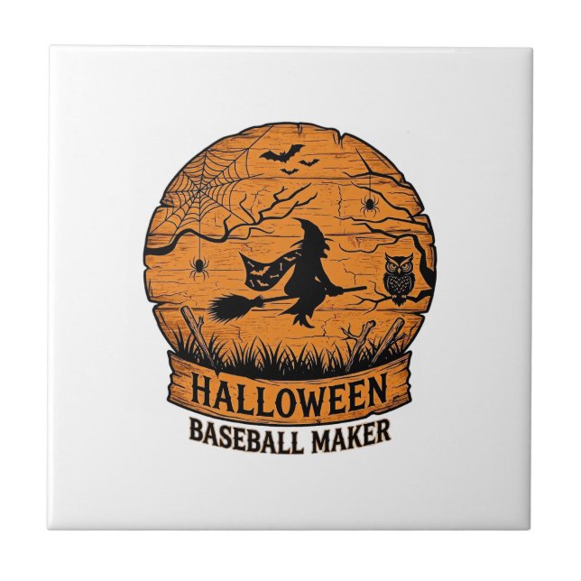 Carreau Fabricant de baseball Halloween Sorcière volante L (Devant)