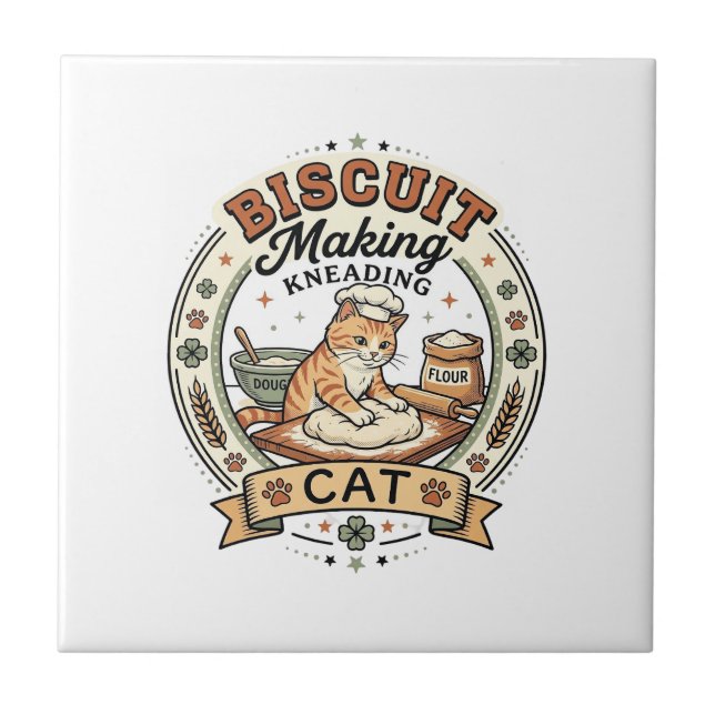 Carreau Fabrication de biscuits Pétrissage Chat Fabricatio (Devant)