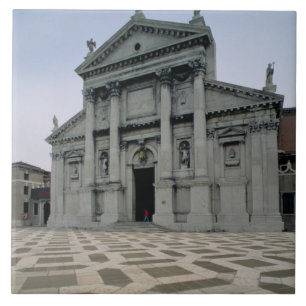 Carreau Façade de l'église, construite 1564-80, I fait p