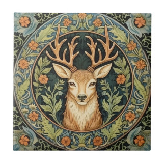 Carreau Face de cerf au design vintage floral