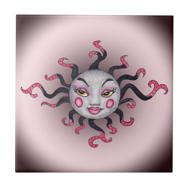 Carreau Face de la déesse gothique noire rose Imaginaire (Devant)