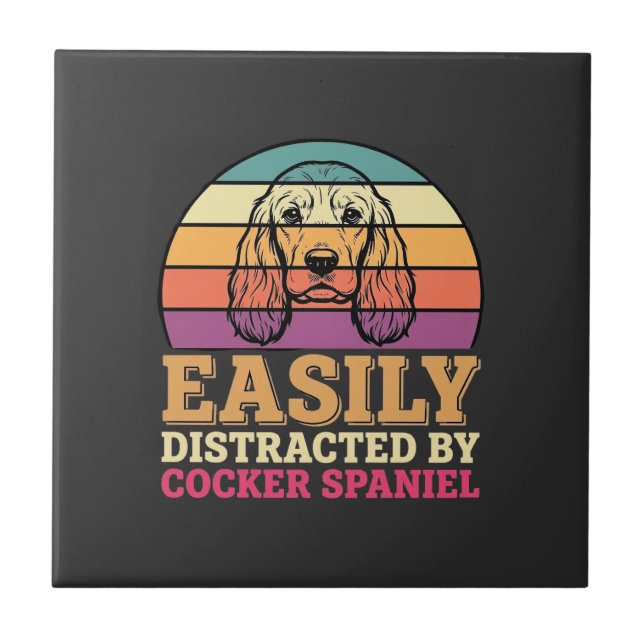 Carreau Facilement Distrait Par Cocker Spaniel Chien Rétro (Devant)