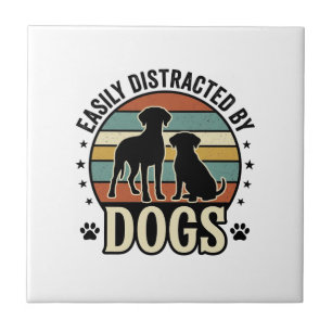 Carreau Facilement distrait par les chiens Design silhouet