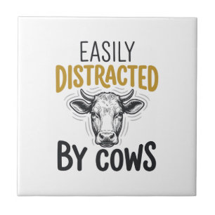 Carreau Facilement Distrait Par Les Vaches Drôle De T-Shir