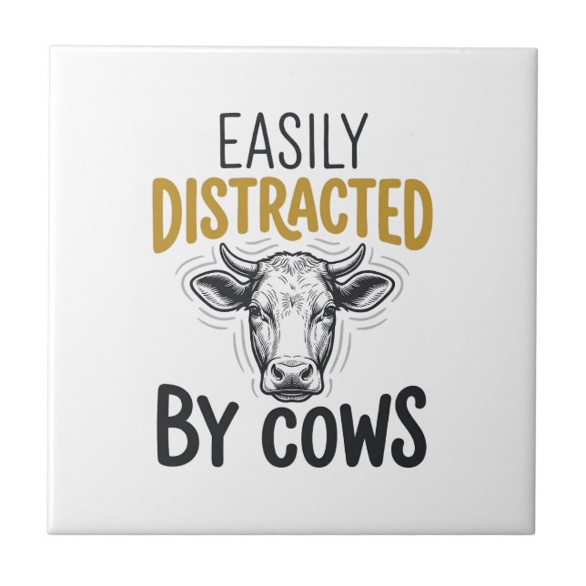 Carreau Facilement Distrait Par Les Vaches Drôle De T-Shir (Devant)