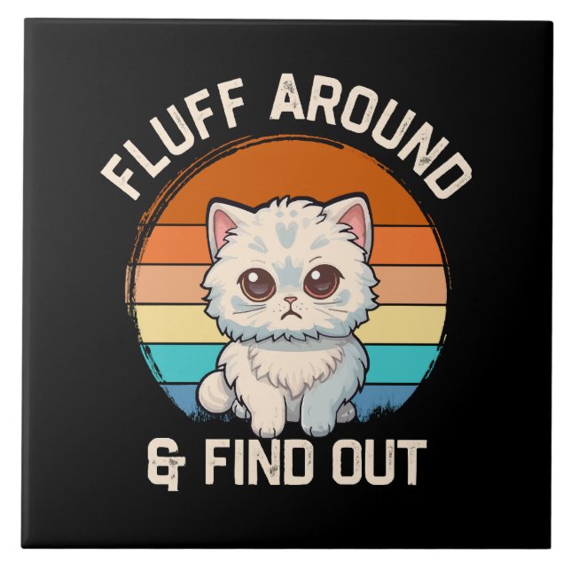 Carreau Faire du Fluff et Découvrir Drôle Chat Rétro (Devant)