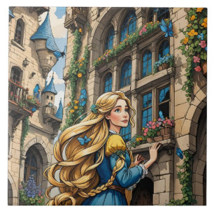 Carreau Fairytale - Rapunzel. Beau cheveux dorés
