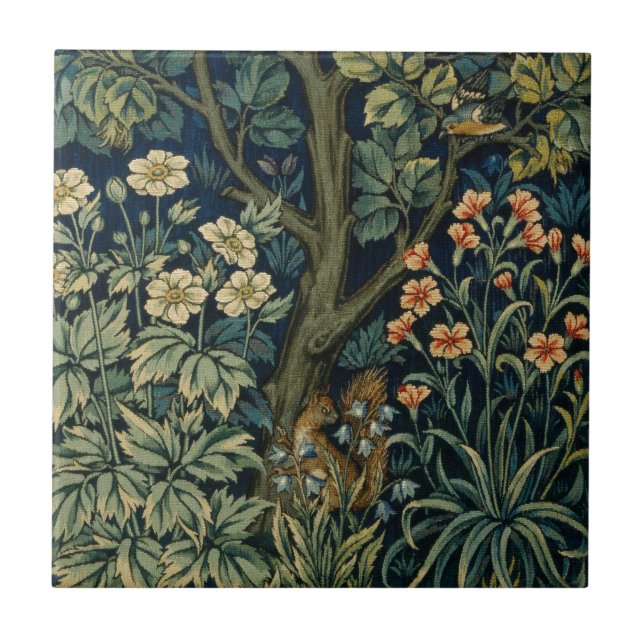 Carreau Faisan d'arbre boisé William Morris (Devant)