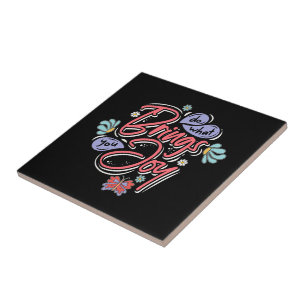 Carreau Faites ce qui vous apporte Joy Floral et citation