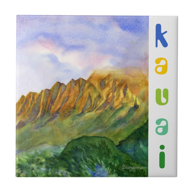 Carreau Falaises Kauai Hawaï de lever de soleil (Devant)