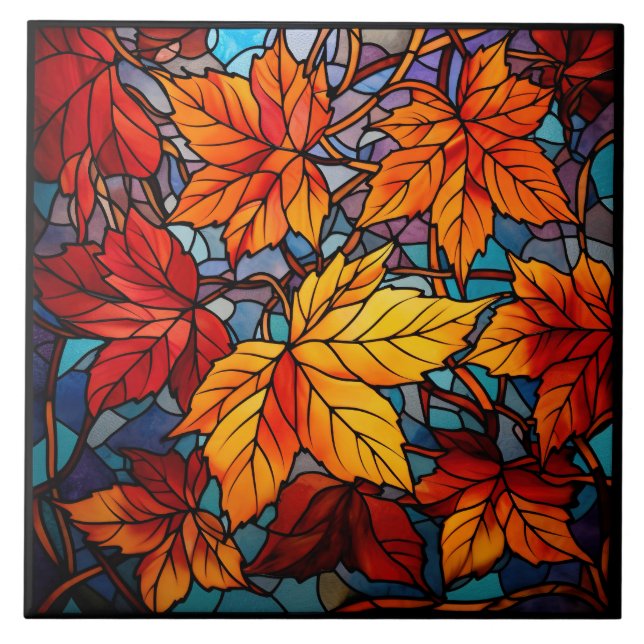 Carreau Fall leaves Stained Glass  (Devant)
