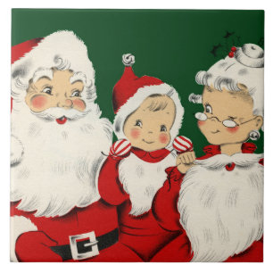Carreau Famille de Père Noël Rétro Milieu de Siècle – Kits