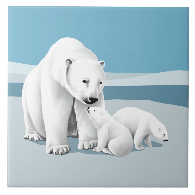 Carreau Famille d'ours polaires (Devant)