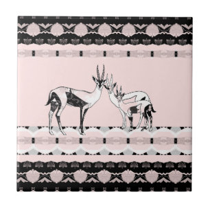 Carreau Famille Gazelle Art Déco Décoratif