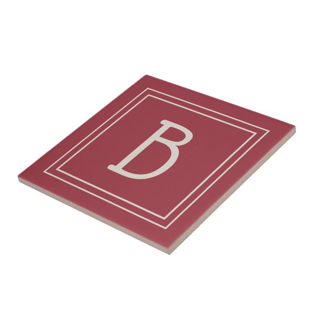 Carreau Famille Monogramme moderne Garder Rouge (Côté)