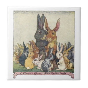 Carreau Famille vintage de lapins de Pâques