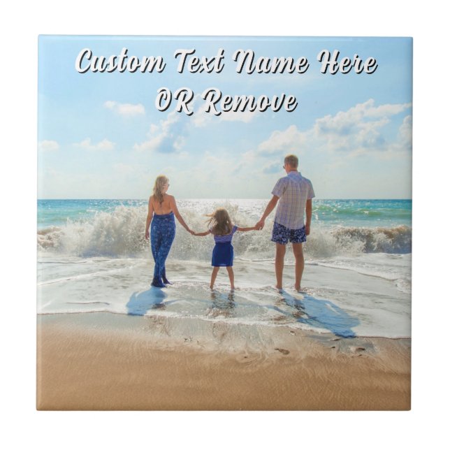 Carreau Family Photo Ceramic Tile Personalized Text (Devant)