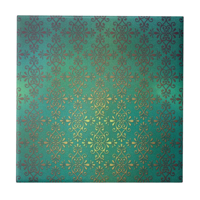 Carreau Fancy Green et Gold Damask (Devant)