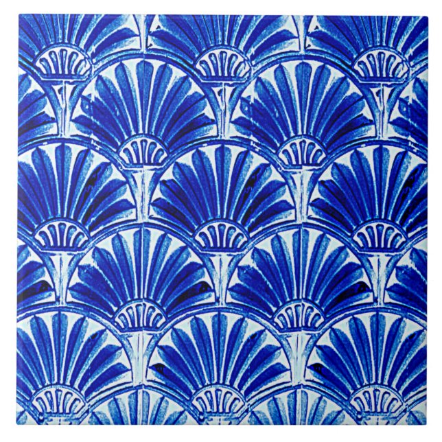 CARREAU FANS ART DÉCO BLEU (Devant)