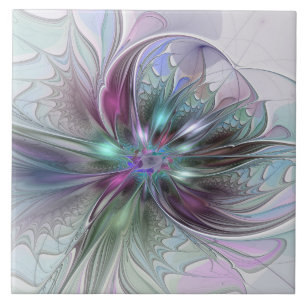 Carreau Fantaisie Abstraite Moderne Fleur Fractale Colorée