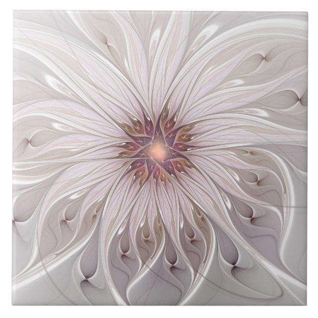 Carreau Fantaisie florale, fleur pastel moderne abstraite (Devant)