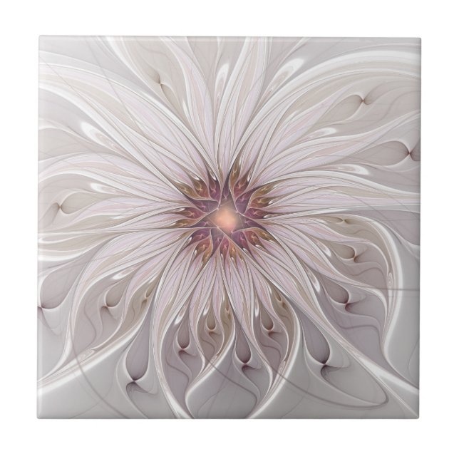 Carreau Fantaisie florale, fleur pastel moderne abstraite (Devant)