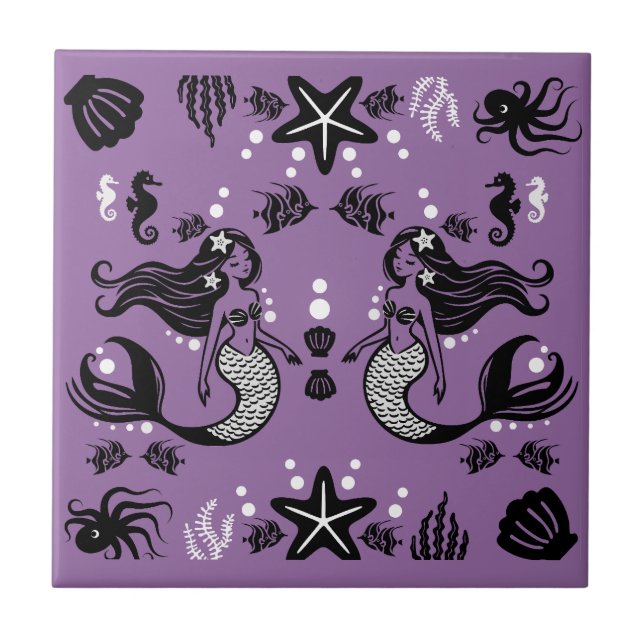 Carreau Fantaisie Sirène Violette (Devant)