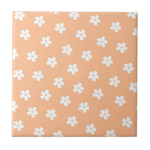 Carreau Fantaisiste Pêche & Fleur Blanche Rétro, Joyeuse