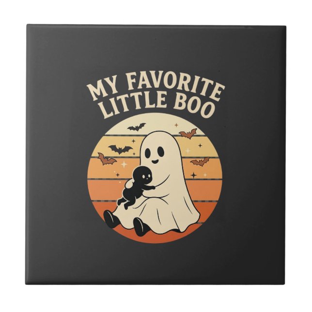 Carreau Fantôme de bébé Halloween Little Boo préféré Rétro (Devant)