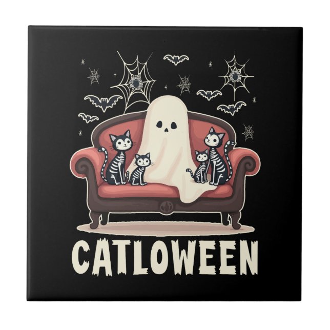 Carreau Fantôme de Catloween Halloween (Devant)