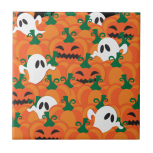 Carreau Fantômes d'Halloween Patch de citrouille hantée