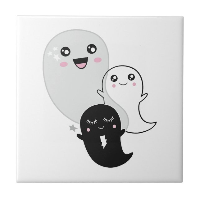 Carreau fantômes mignons halloween kawaii (Devant)