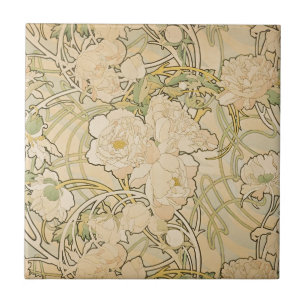 Carreau Faon 1897 de roses de pivoine de pivoines