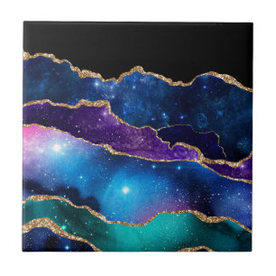 Carreau Fausse Agate Marbrée Pierre Galaxie Étincelante Br