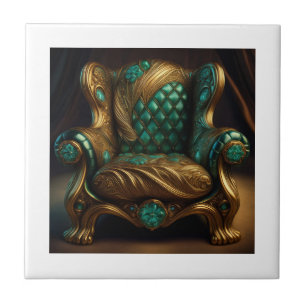 Carreau Fauteuil Luxueux Vert Et Or