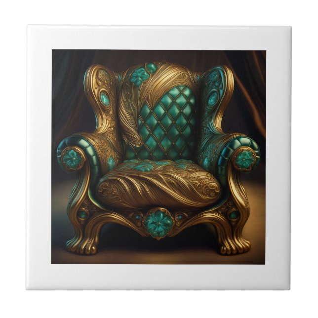 Carreau Fauteuil Luxueux Vert Et Or (Devant)