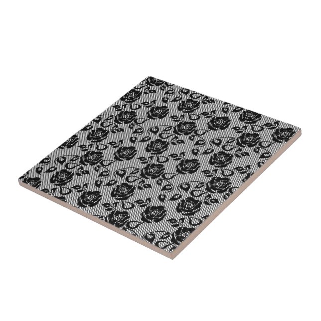 Carreau Faux Black Lace Rose Fishnet Carrelage en céramiqu (Côté)